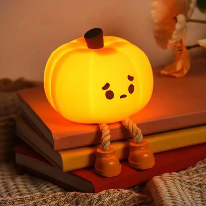 Decorazione di Halloween Zucca Lampada Notturna LED in Silicone da Tavolo