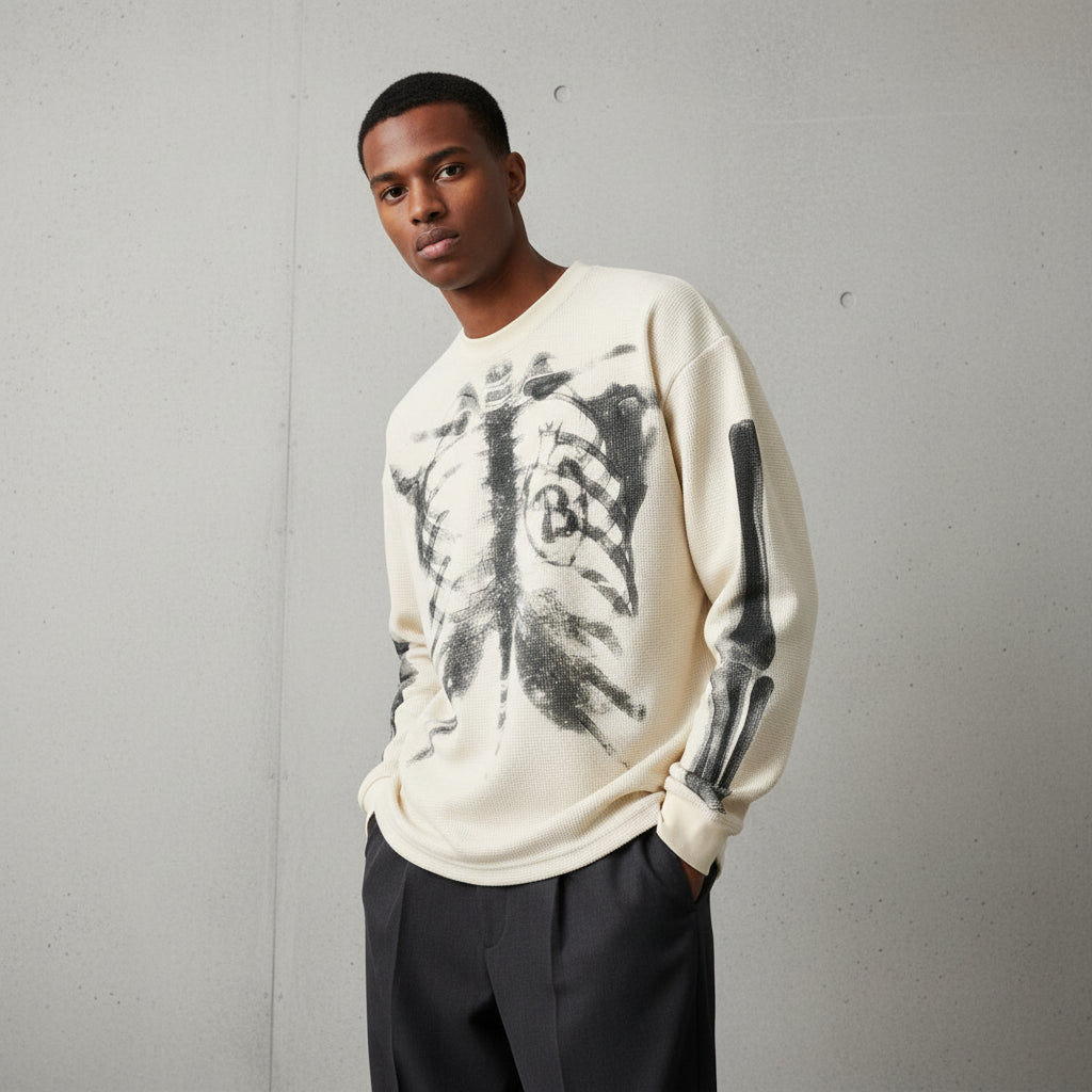 Halloween Costume Skeleton Breathable Long-Sleeve Shirt