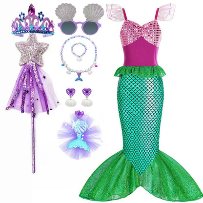 Halloween Costumes Mermaid Glitter Outfit Kids