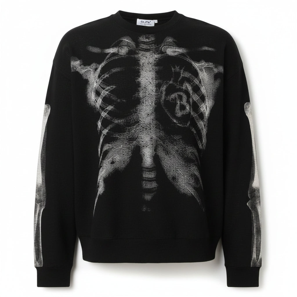 Halloween Costume Skeleton Breathable Long-Sleeve Shirt