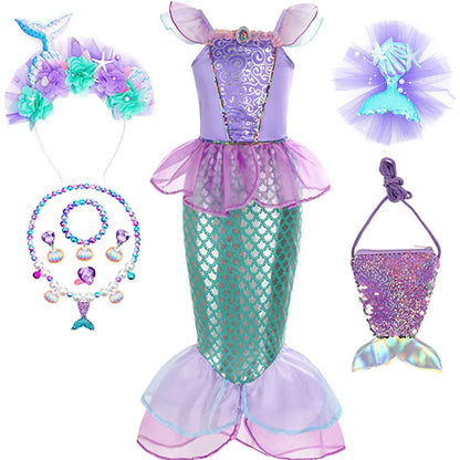 Halloween Costumes Mermaid Glitter Outfit Kids
