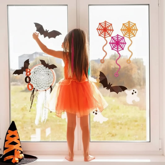 Décoration d'Halloween pour fenêtre, toile d'araignée suspendue, ensemble pour fête
