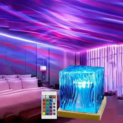 Luz nocturna de cristal RGB Aurora Regulable Control remoto USB