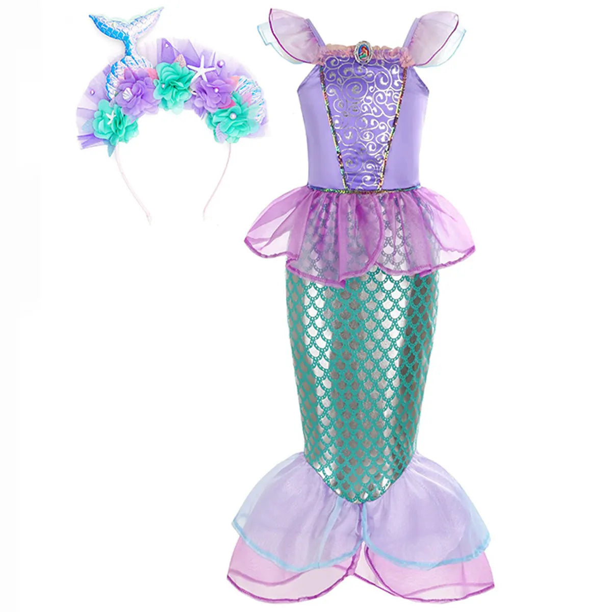 Halloween Costumes Mermaid Glitter Outfit Kids