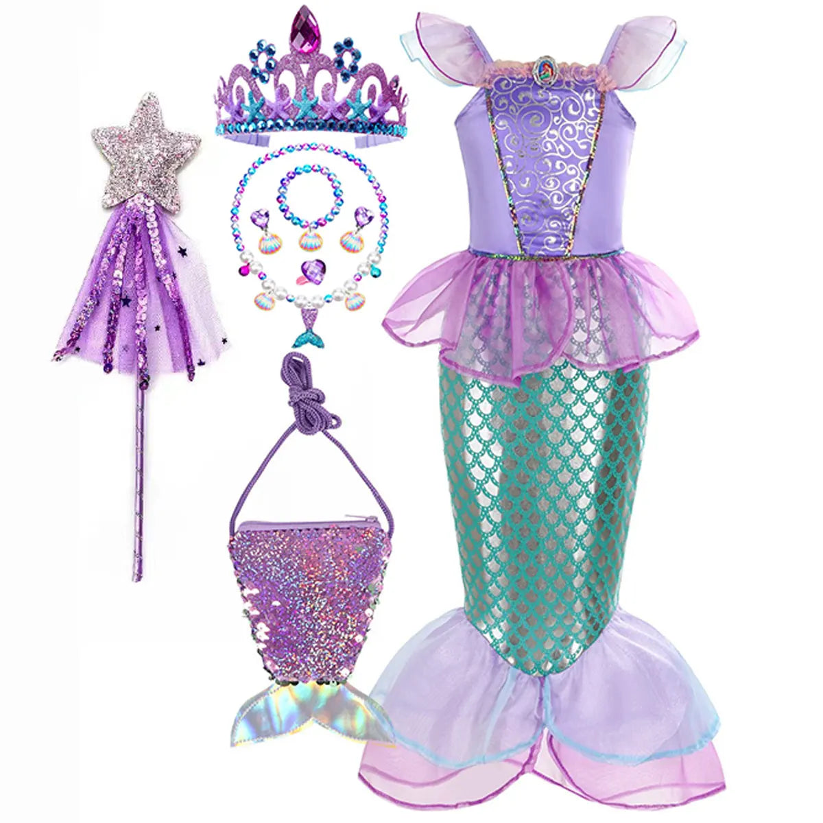 Halloween Costumes Mermaid Glitter Outfit Kids