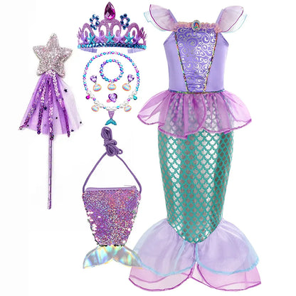 Halloween Costumes Mermaid Glitter Outfit Kids
