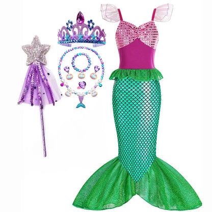 Halloween Costumes Mermaid Glitter Outfit Kids