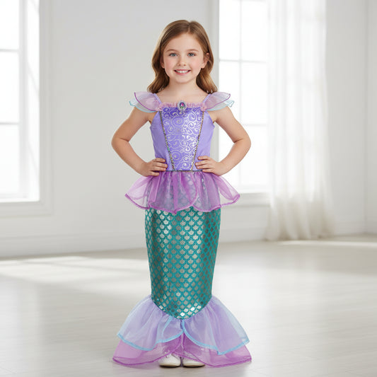 Costume de sirène pailleté pour enfants Halloween