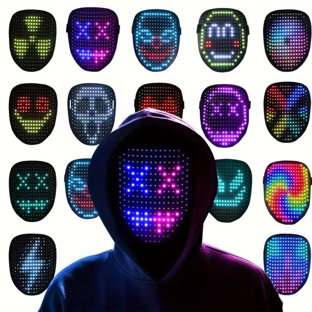 Masque Halloween LED lumineux visage complet pour fête cosplay