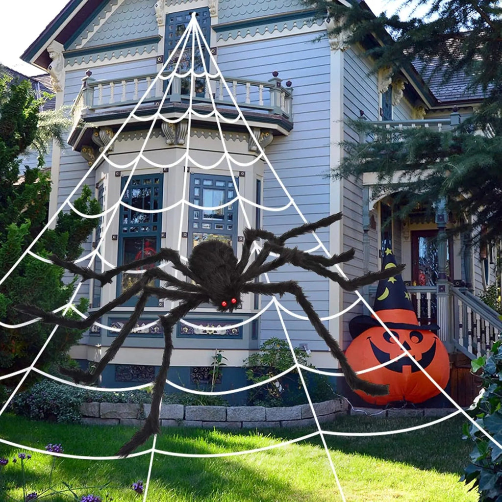 Halloween Dekoration Spinnennetz Riesenspinne Kunststoff