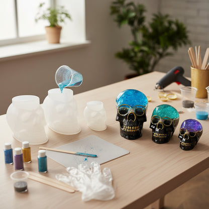 Molde de silicona para decoración de Halloween con forma de calavera para resina epoxi