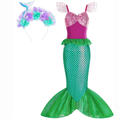 Halloween Costumes Mermaid Glitter Outfit Kids