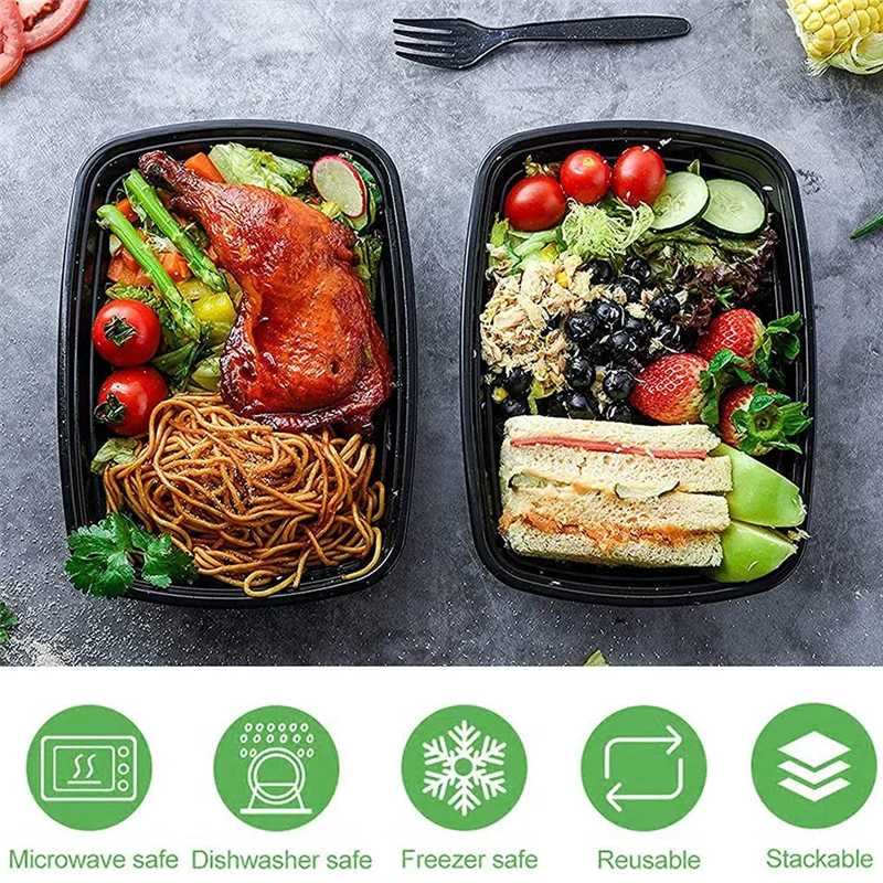 Meal Prep Box Set Lids Plastic Stackable 100 Pieces