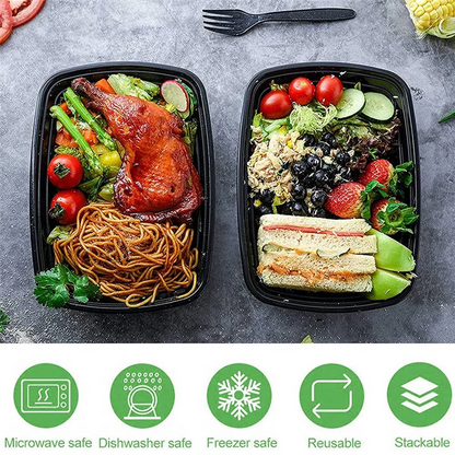 Meal Prep Box Set Lids Plastic Stackable 100 Pieces