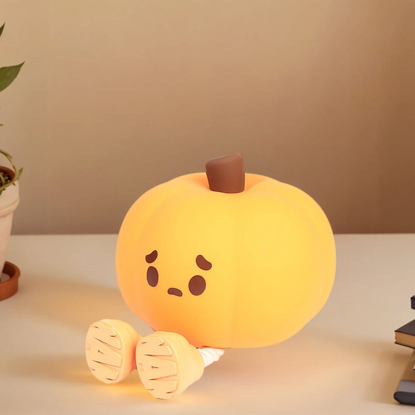 Decorazione di Halloween Zucca Lampada Notturna LED in Silicone da Tavolo