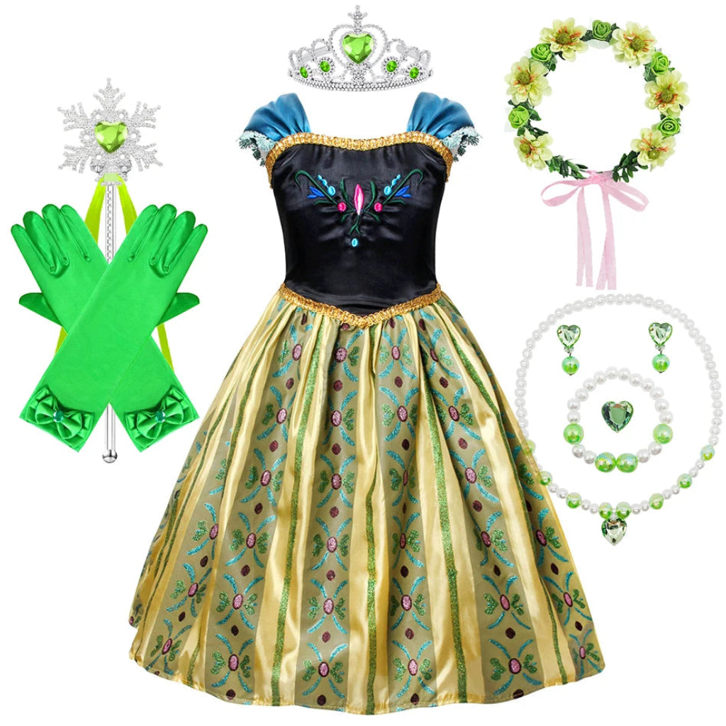 Déguisement de princesse Halloween avec robe à manches bouffantes et ensemble d'accessoires