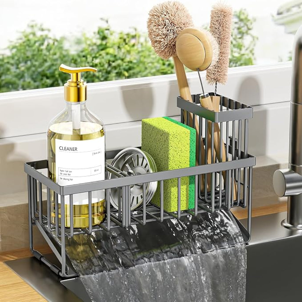 Portaspugna Cucina Acciaio Inox Organizer Lavello Scolapiatti