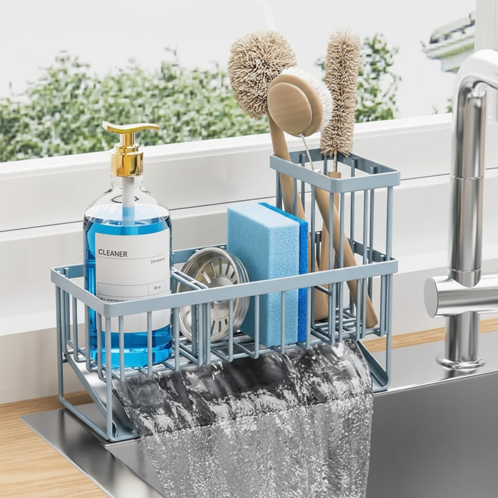 Portaspugna Cucina Acciaio Inox Organizer Lavello Scolapiatti