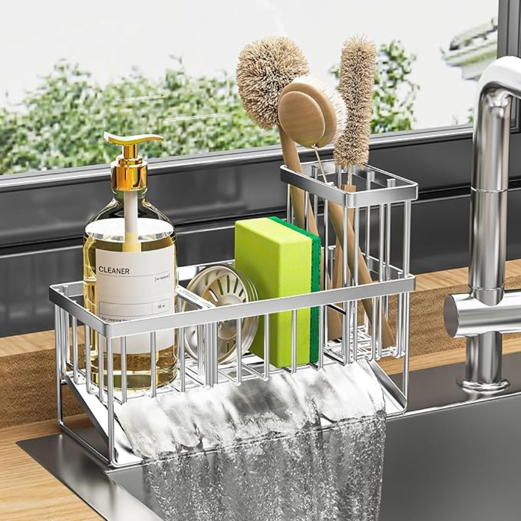 Portaspugna Cucina Acciaio Inox Organizer Lavello Scolapiatti
