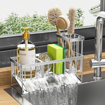 Portaspugna Cucina Acciaio Inox Organizer Lavello Scolapiatti
