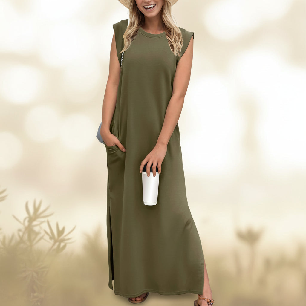 Womens Summer Dress Maxi Ruffles Pleated