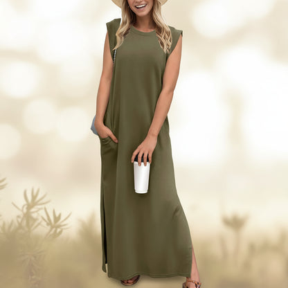 Womens Summer Dress Maxi Ruffles Pleated