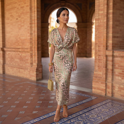 Abito Estivo Midi Donna Maniche Corte Casual Elegante