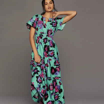 Damen Sommerkleid Lang Retro Bedruckt Stilvolles Sommeroutfit