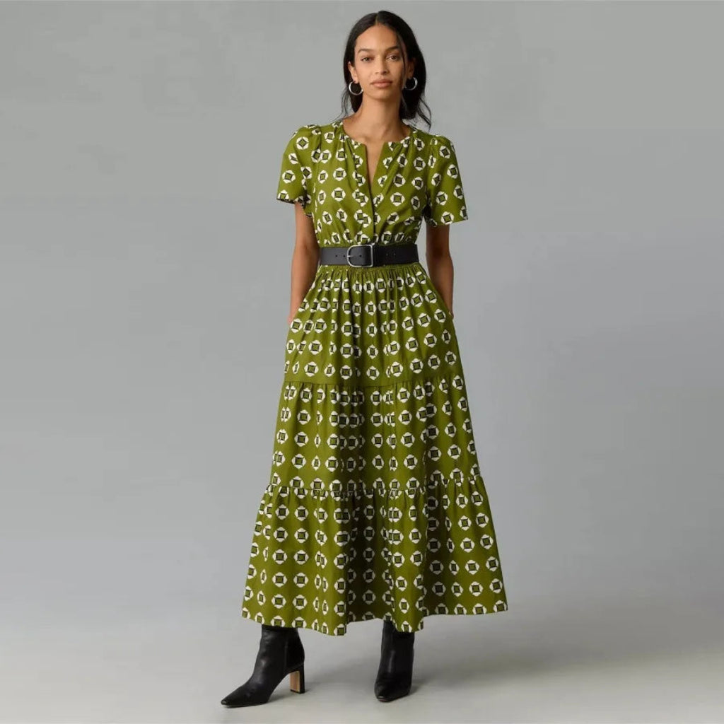 Damen Sommerkleid Lang Retro Bedruckt Stilvolles Sommeroutfit
