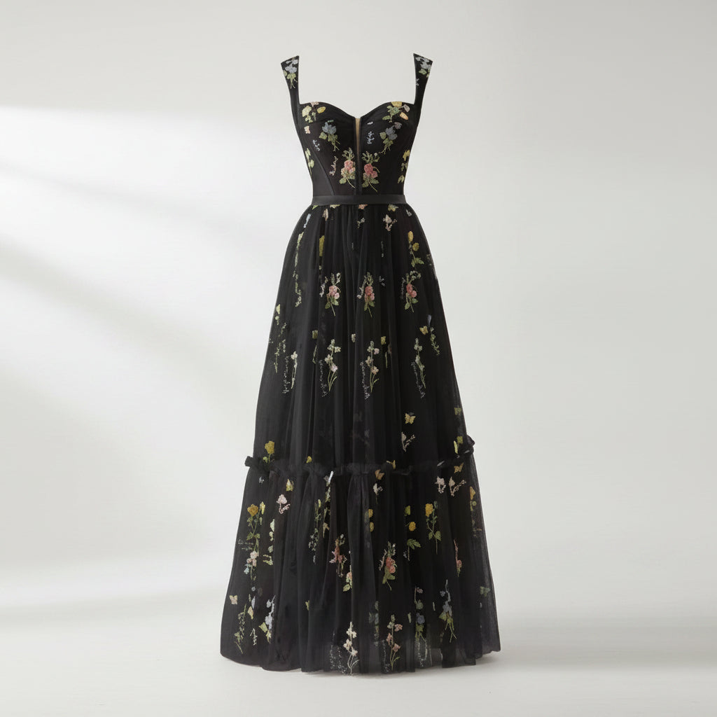 Abito Estivo Lungo Donna Elegante Floreale Cerimonia