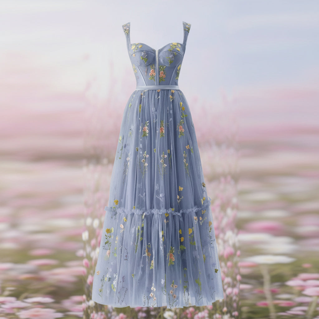 Abito Estivo Lungo Donna Elegante Floreale Cerimonia