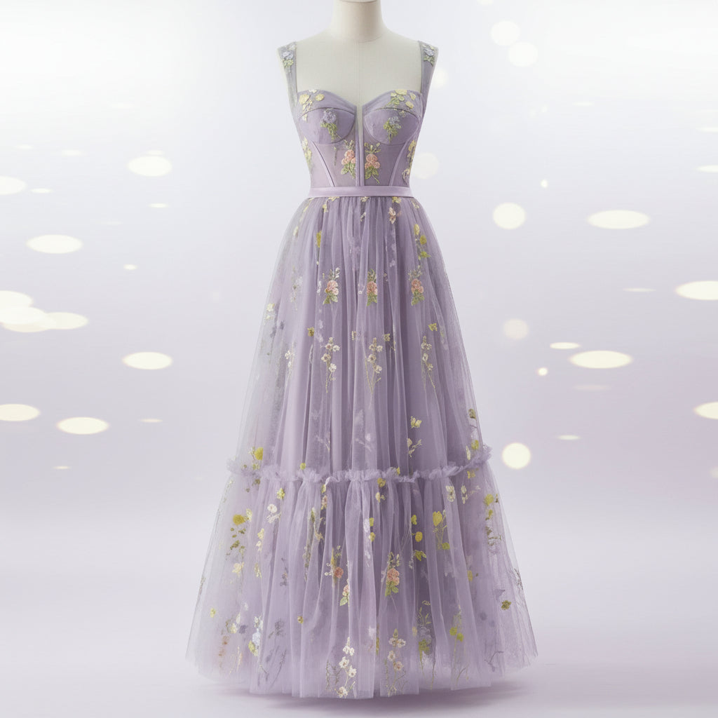 Abito Estivo Lungo Donna Elegante Floreale Cerimonia