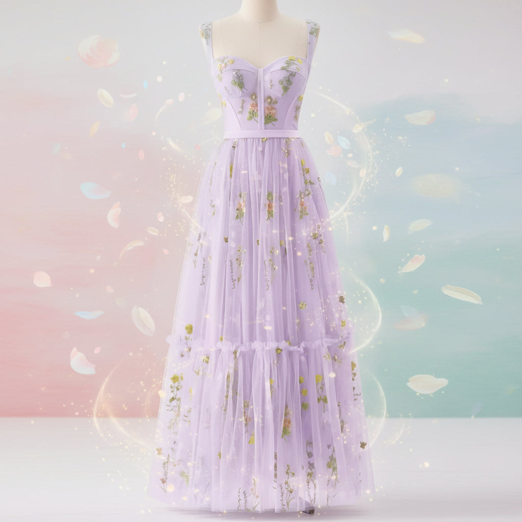 Abito Estivo Lungo Donna Elegante Floreale Cerimonia