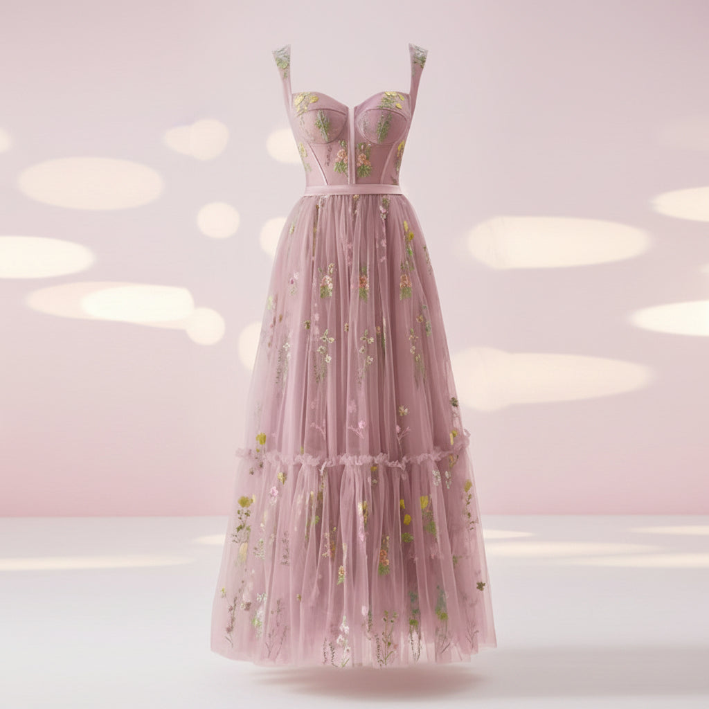 Abito Estivo Lungo Donna Elegante Floreale Cerimonia