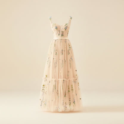 Abito Estivo Lungo Donna Elegante Floreale Cerimonia