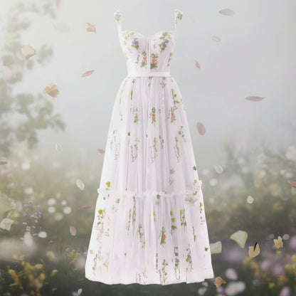 Abito Estivo Lungo Donna Elegante Floreale Cerimonia