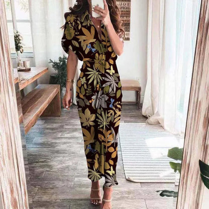 Vestito Estivo Donna Asimmetrico Vita Alta Maniche Corte