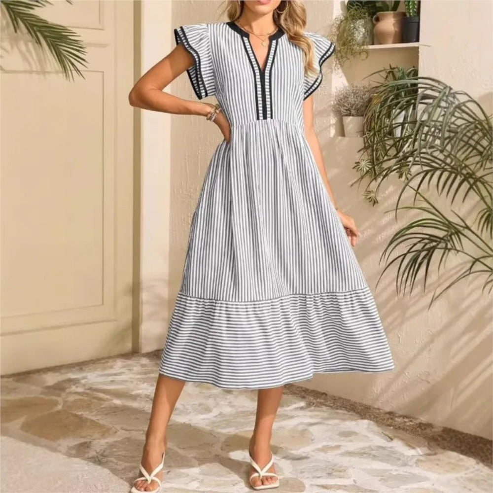 Vestito Donna Corto Maniche Farfalla Leggero Casual Estate