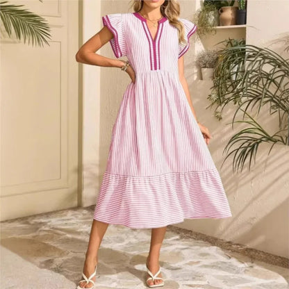 Vestito Donna Corto Maniche Farfalla Leggero Casual Estate