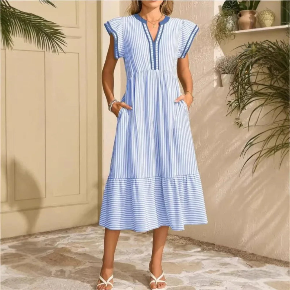 Vestito Donna Corto Maniche Farfalla Leggero Casual Estate