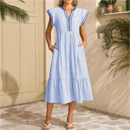 Vestito Donna Corto Maniche Farfalla Leggero Casual Estate