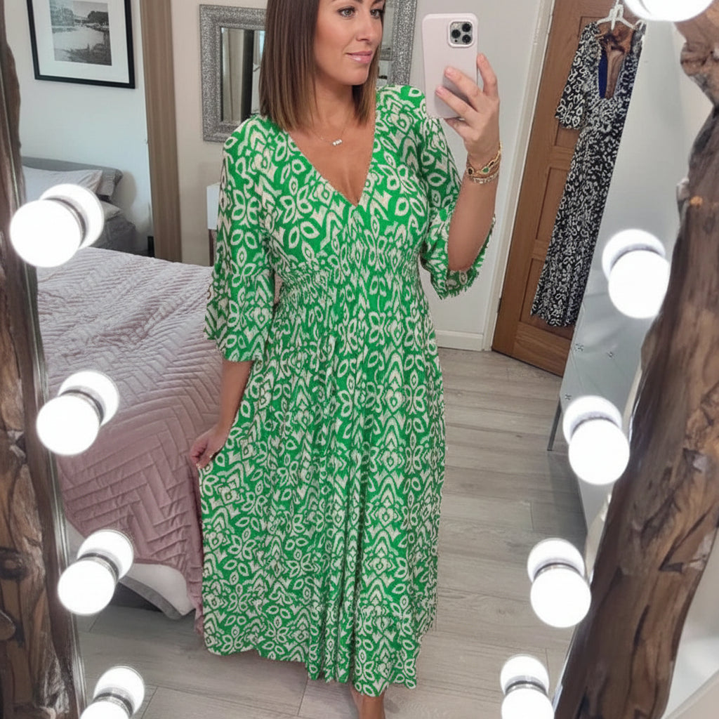 Vestido de verano para mujer Bohemio con escote en V para ocio y vacaciones
