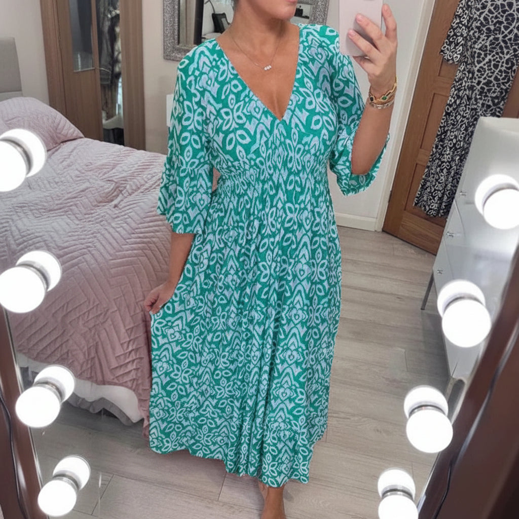 Vestido de verano para mujer Bohemio con escote en V para ocio y vacaciones