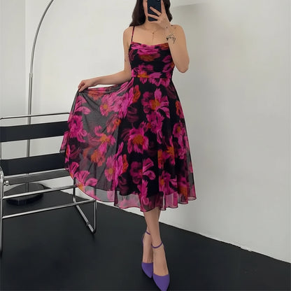 Womens Summer Dress Cocktail Floral Midi Casual Dress