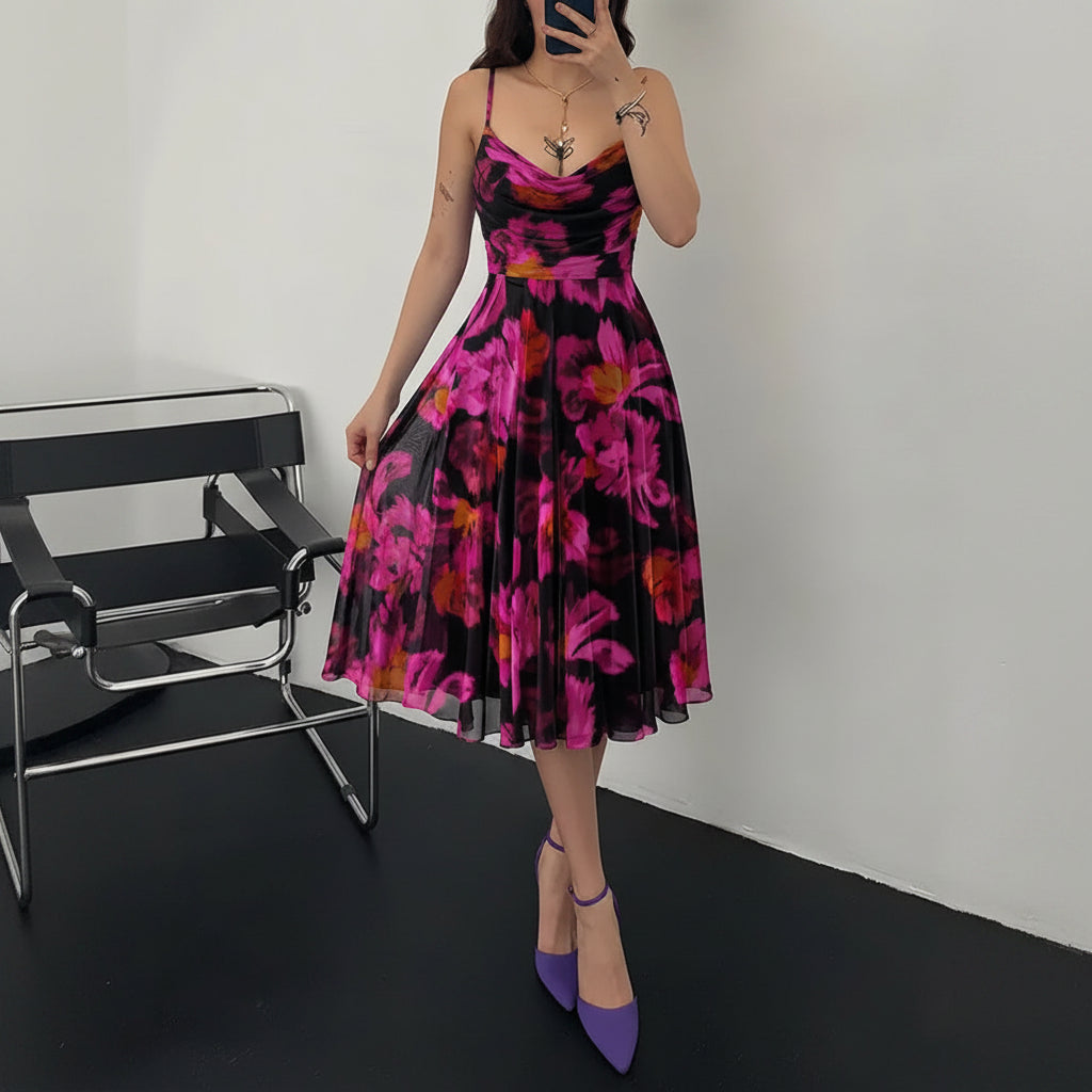 Womens Summer Dress Cocktail Floral Midi Casual Dress