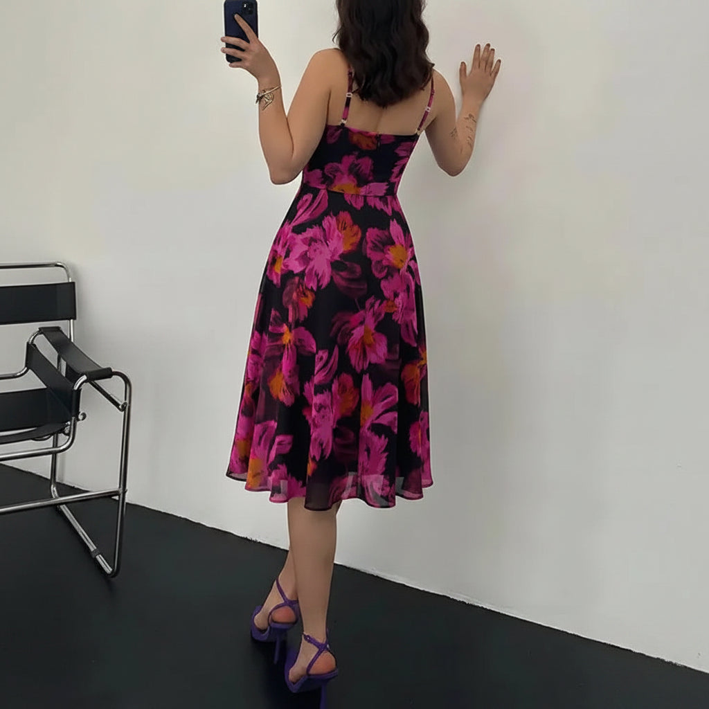Womens Summer Dress Cocktail Floral Midi Casual Dress