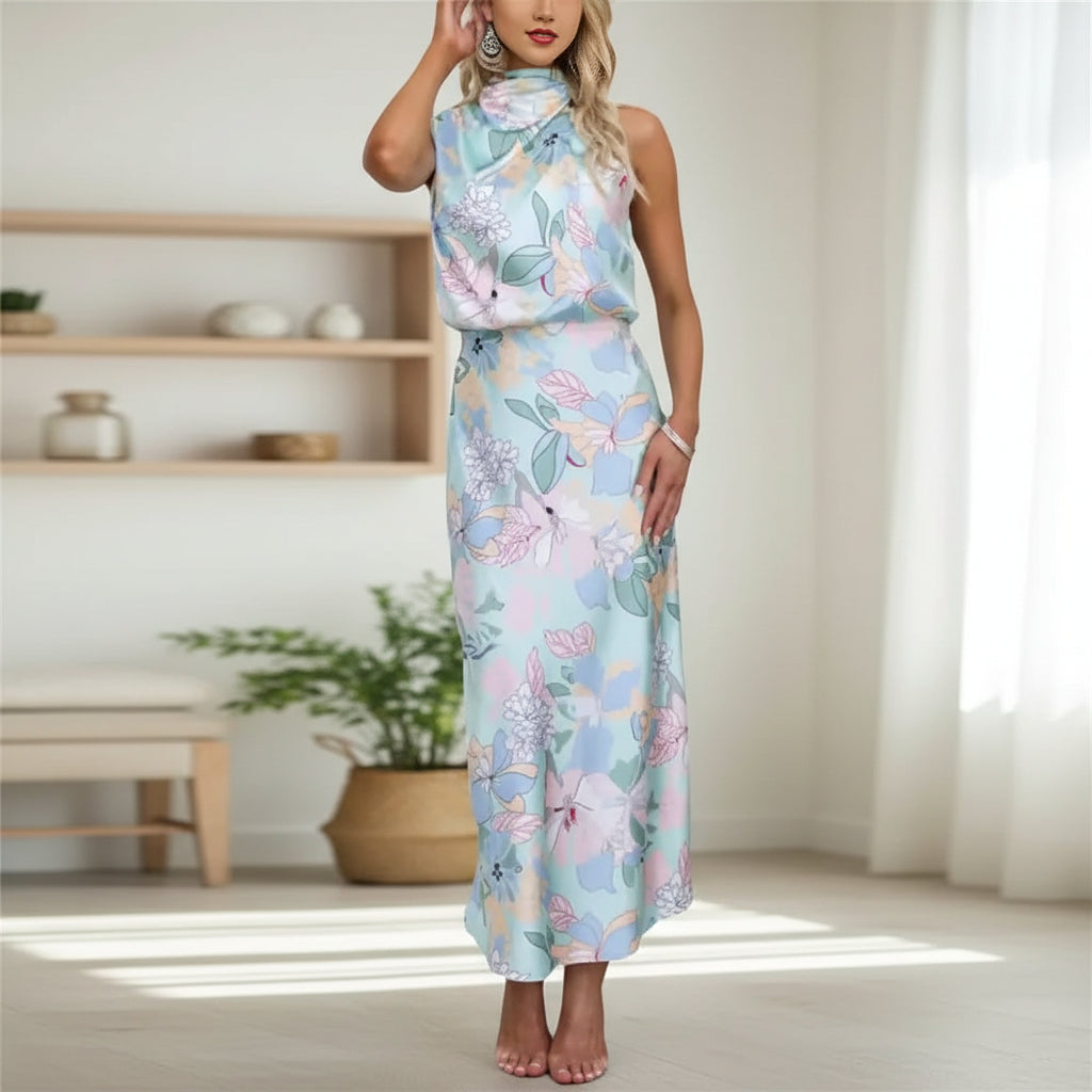 Womens Summer Dress Floral Backless Long Maxi Evening Dress