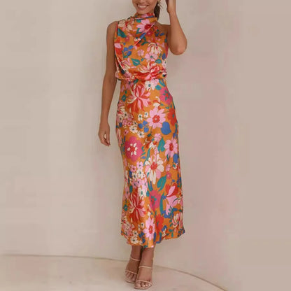 Womens Summer Dress Floral Backless Long Maxi Evening Dress