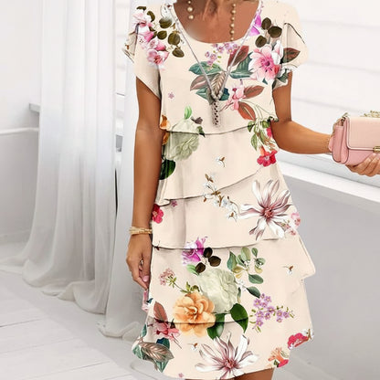 Vestido de verano para mujer con flores en cascada para vacaciones y tiempo libre