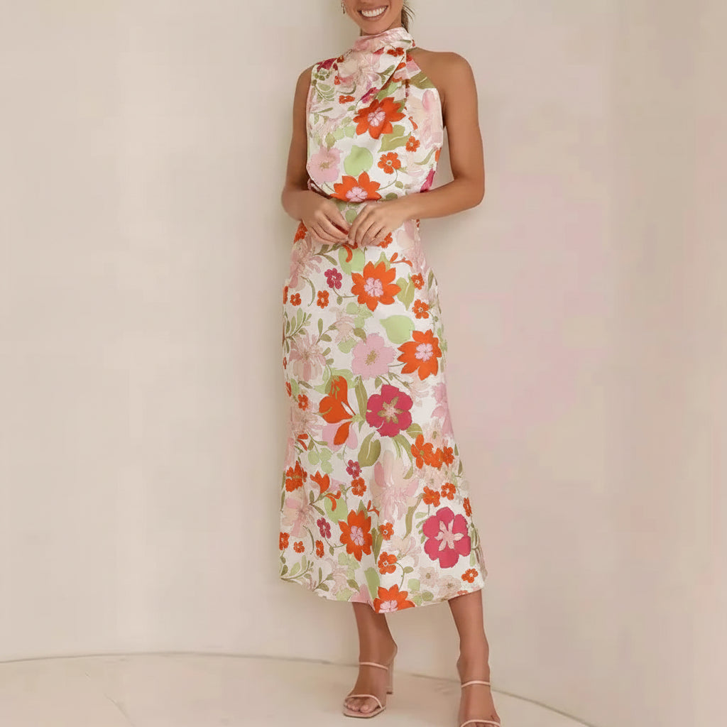 Womens Summer Dress Halter Neck Backless Maxi Beach Dress